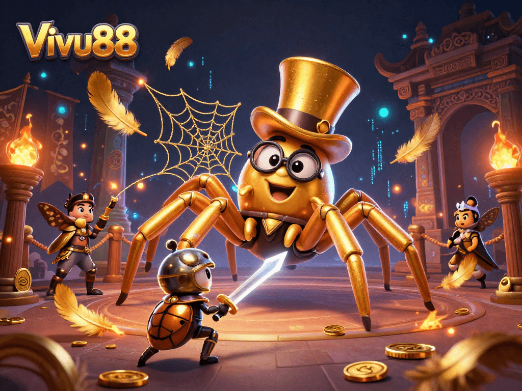 Engage with thrilling cockfighting action at Vivu88, featuring intense arena scenes and vibrant characters.