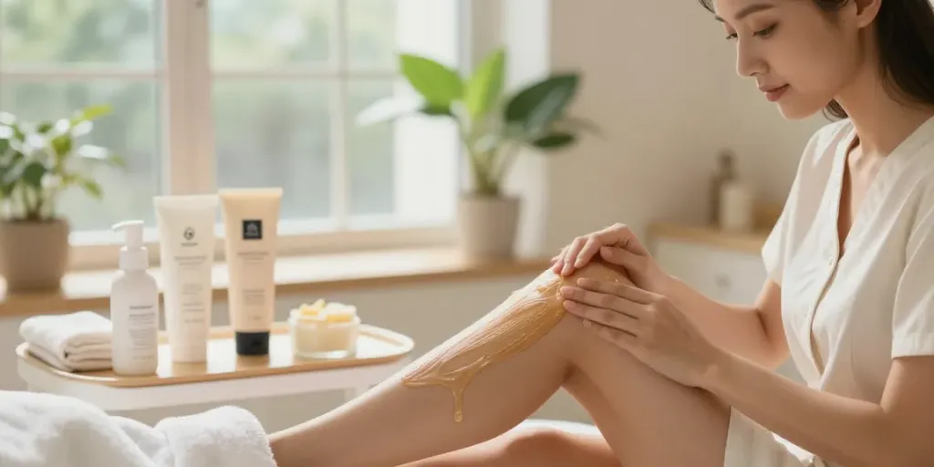 Waxing Colchester - Aesthetician performing a relaxing wax treatment in a serene beauty salon setting.