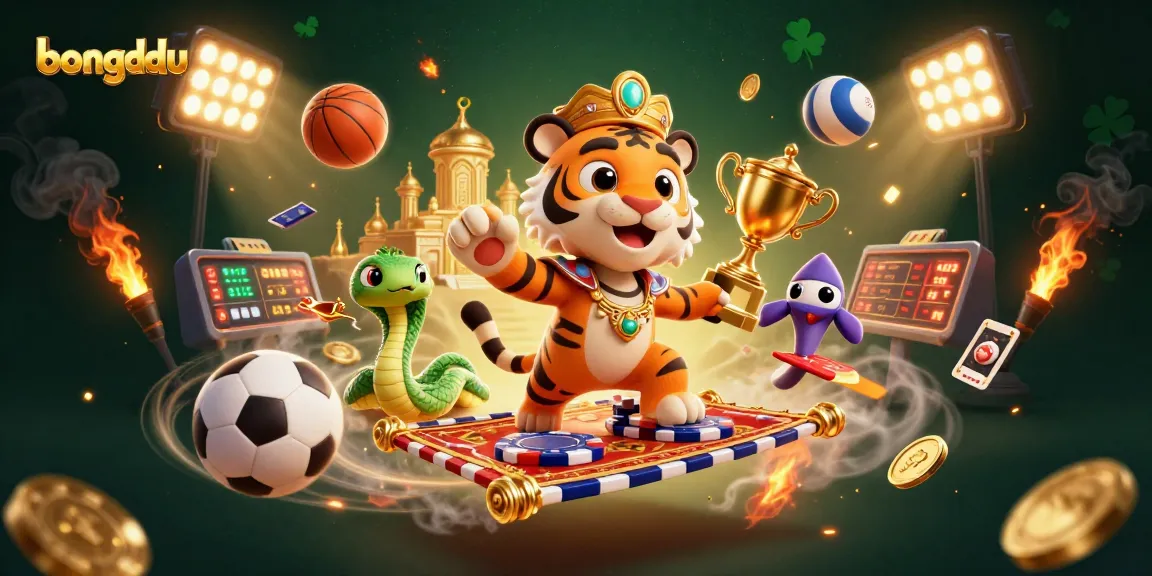 Experience thrilling betting action with Bongdalu as sports balls and golden elements create a vibrant gambling scene.