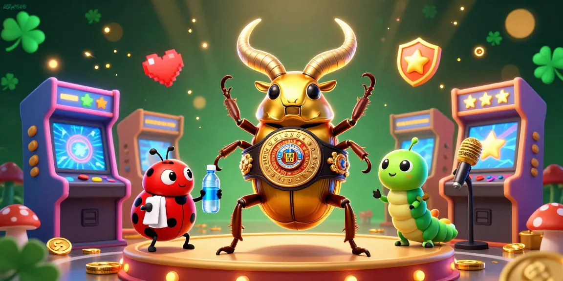 Experience the excitement of tai xiu go88 as a giant beetle challenges in a vibrant gaming scene.