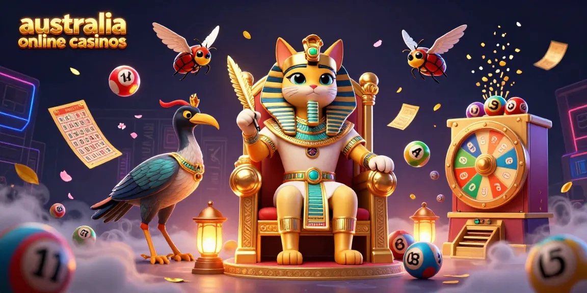 Experience thrilling adventures at australia online casinos with this vibrant 3D illustration showcasing exciting lottery games and characters.